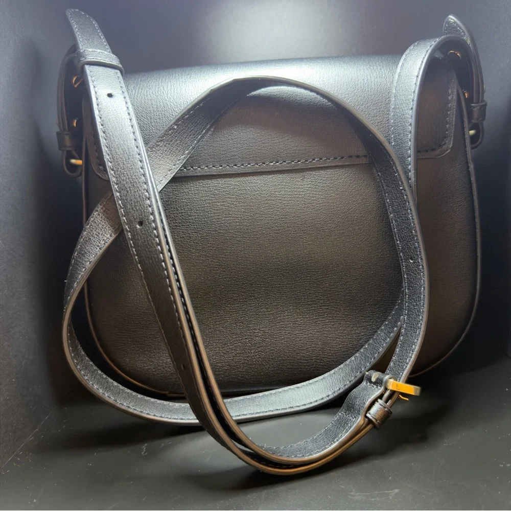 Marc Jacobs Black and Gold Rider Saddle Leather Bag - Picture 6 of 11